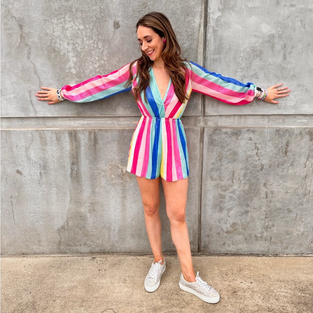 NEVER WORN Multicolor Sequin Long-Sleeved Jumpsuit (SIZE L)